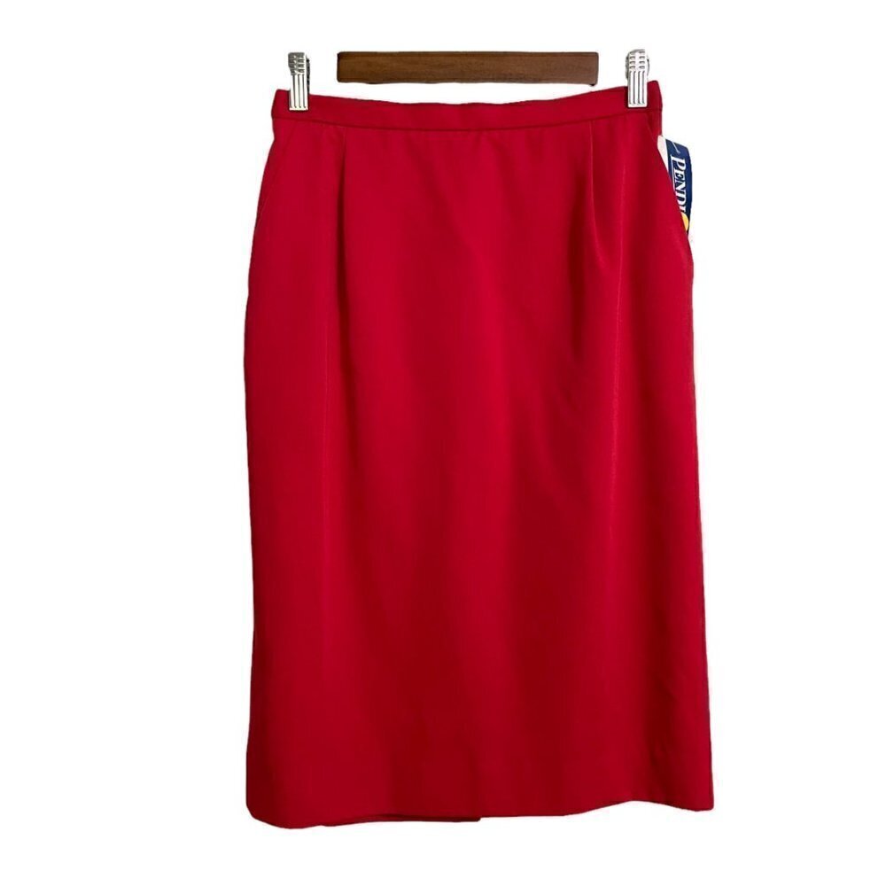 Pendleton Women's NWT Vintage Red Pockets Knee Length Pencil Skirt Size Small